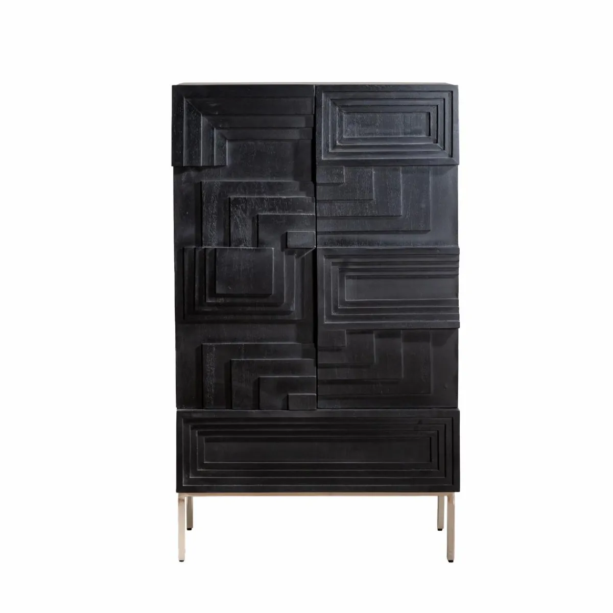 Made in Meubles Buffet haut en bois de manguier noir Tristan