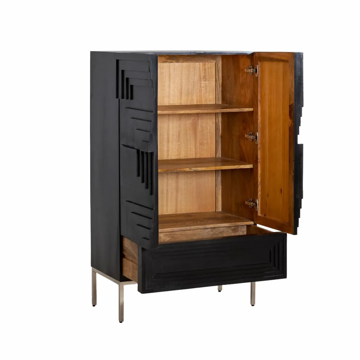 Made in Meubles Buffet haut en bois de manguier noir Tristan