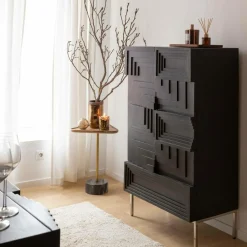 Made in Meubles Buffet haut en bois de manguier noir Tristan