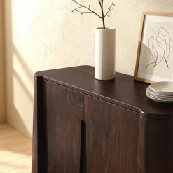 Made in Meubles Buffet haut en bois de manguier foncé Liriel