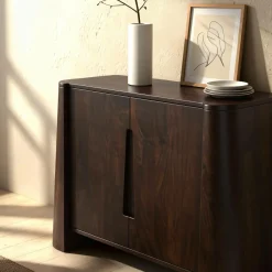 Made in Meubles Buffet haut en bois de manguier foncé Liriel
