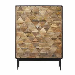 Made in Meubles Buffet haut en métal et bois de manguier Célia
