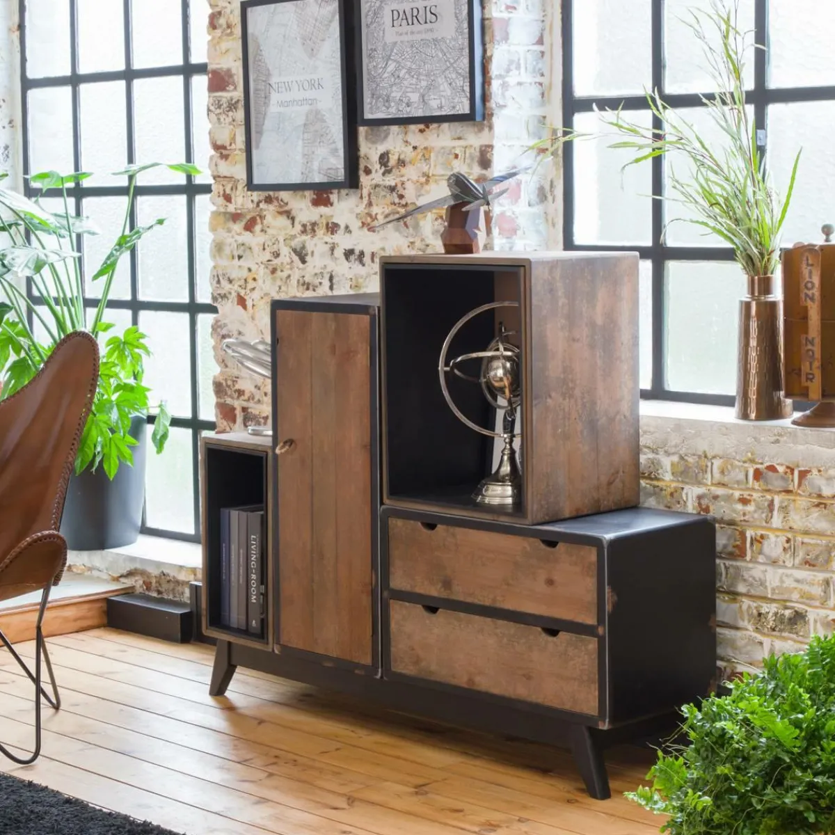 Made in Meubles Buffet modulable en bois massif Hollywood