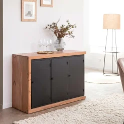Made in Meubles Buffet rétractable en bois d'acacia Emilio