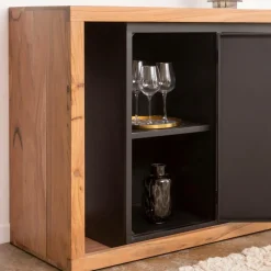 Made in Meubles Buffet rétractable en bois d'acacia Emilio