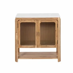 Made in Meubles Buffet vitré en bois d'acacia et marbre Emyr