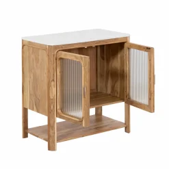 Made in Meubles Buffet vitré en bois d'acacia et marbre Emyr