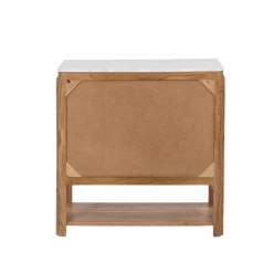 Made in Meubles Buffet vitré en bois d'acacia et marbre Emyr