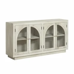 Made in Meubles Buffet vitré en bois de manguier blanchi Miliam