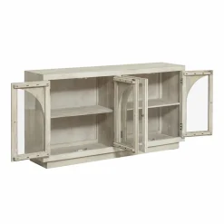 Made in Meubles Buffet vitré en bois de manguier blanchi Miliam
