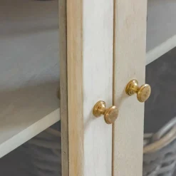 Made in Meubles Buffet vitré en bois de manguier blanchi Miliam