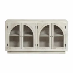 Made in Meubles Buffet vitré en bois de manguier blanchi Miliam