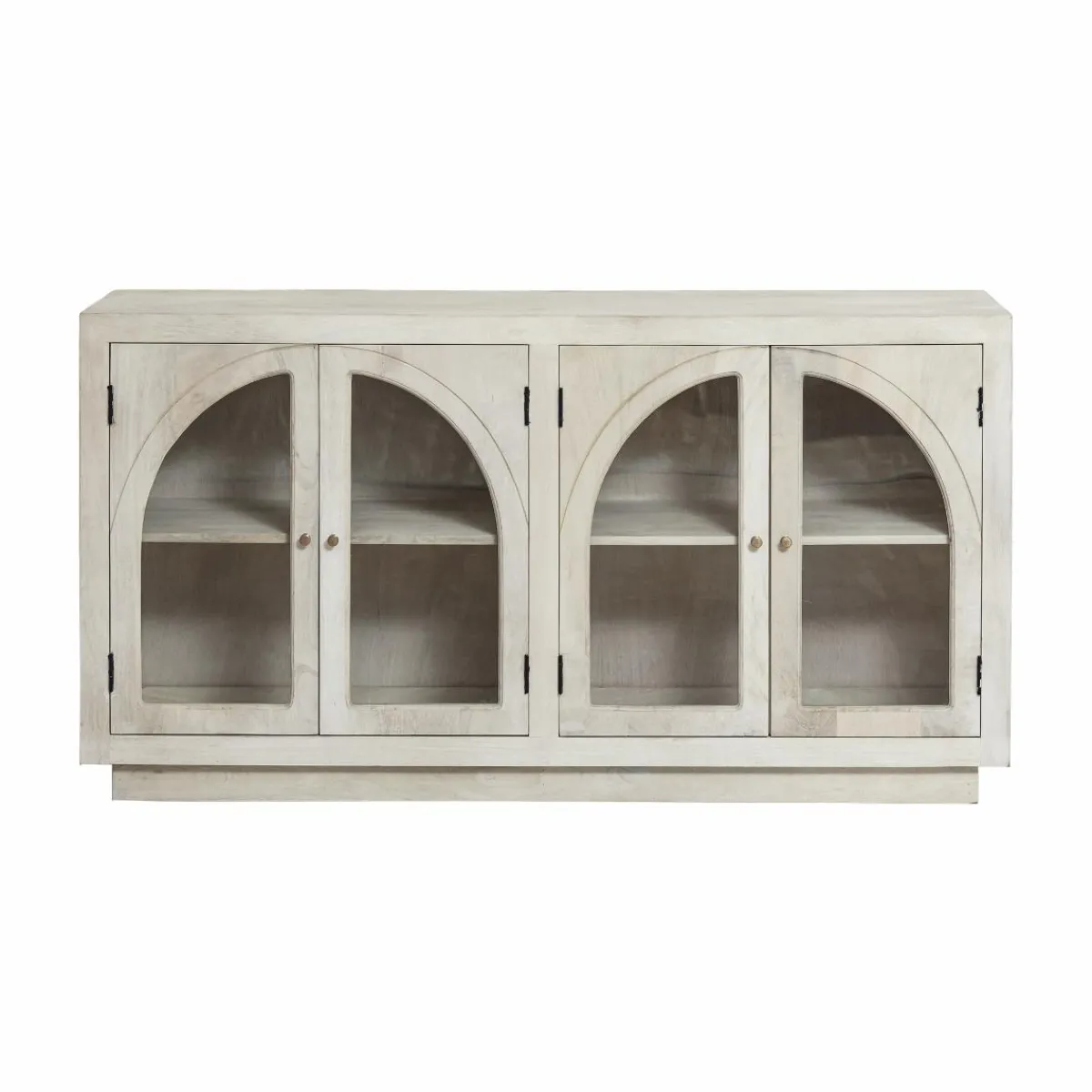 Made in Meubles Buffet vitré en bois de manguier blanchi Miliam