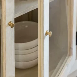 Made in Meubles Buffet vitré en bois de manguier blanchi Miliam
