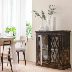 Made in Meubles Buffet vitrine en bois de manguier êve