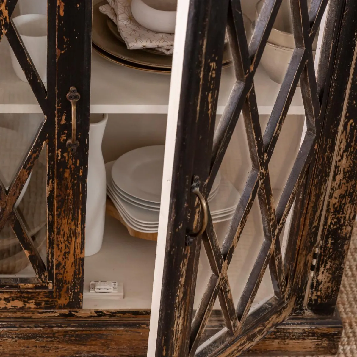 Made in Meubles Buffet vitrine en bois de manguier êve