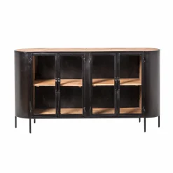 Made in Meubles Buffet vitrine en métal Achille