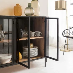 Made in Meubles Buffet vitrine en métal Achille