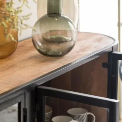 Made in Meubles Buffet vitrine en métal Achille