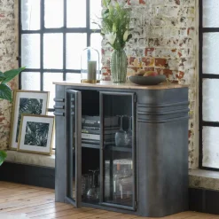 Made in Meubles Buffet vitrine en métal Locker