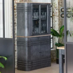 Made in Meubles Buffet vitrine en métal Locker