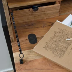 Made in Meubles Bureau secrétaire en bois d'acacia et métal Milo
