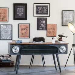 Made in Meubles Bureau voiture en métal gris foncé Tata