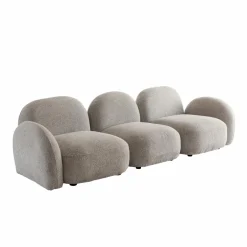 Made in Meubles Canapé 3 modules en tissu bouclette gris Calya