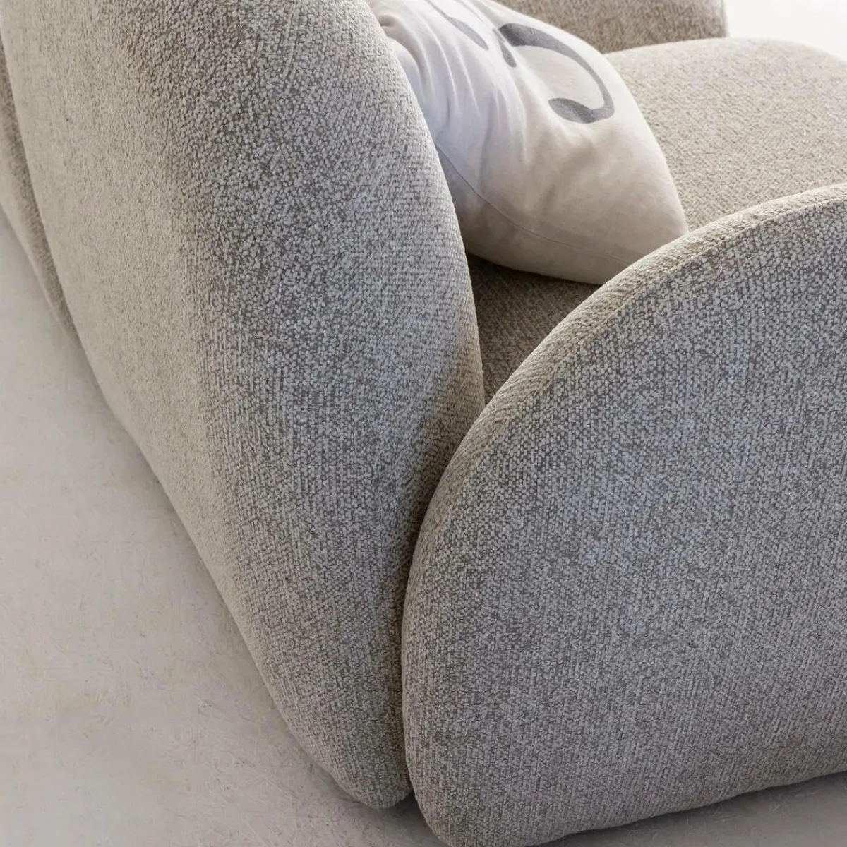 Made in Meubles Canapé 3 modules en tissu bouclette gris Calya