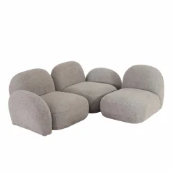 Made in Meubles Canapé 3 modules en tissu bouclette gris Calya
