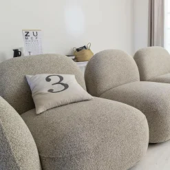 Made in Meubles Canapé 3 modules en tissu bouclette gris Calya