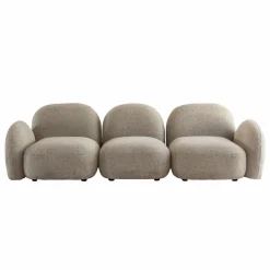 Made in Meubles Canapé 3 modules en tissu bouclette gris Calya