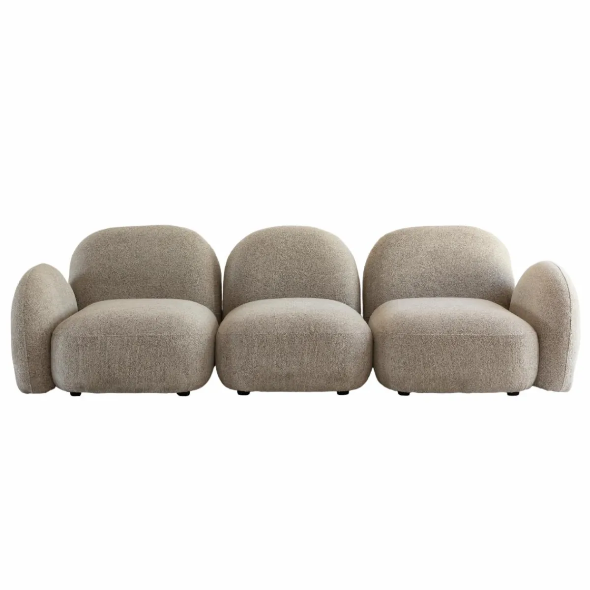 Made in Meubles Canapé 3 modules en tissu bouclette gris Calya