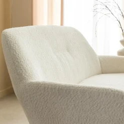 Made in Meubles Canapé blanc confort en tissu bouclette 2 places Amandine