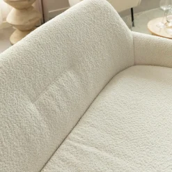 Made in Meubles Canapé blanc confort en tissu bouclette 2 places Amandine