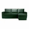 Made in Meubles Canapé d'angle droit convertible 4 places en tissu vert Paris