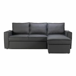 Made in Meubles Canapé d'angle droit convertible 4 places en tissu gris Paris