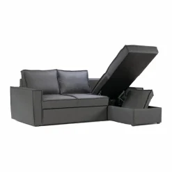 Made in Meubles Canapé d'angle droit convertible 4 places en tissu gris Paris