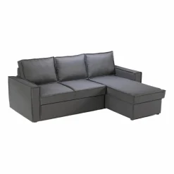 Made in Meubles Canapé d'angle droit convertible 4 places en tissu gris Paris