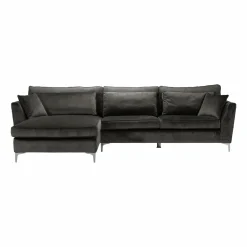 Made in Meubles Canapé d'angle gauche 5 places en velours gris Agadir