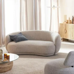 Made in Meubles Canapé en tissu bouclette gris 3 places Maddy