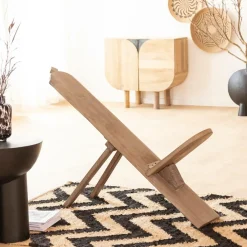 Made in Meubles Chaise allongée en bois de manguier Jordana
