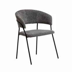Made in Meubles Chaise arrondie en tissu bouclette grise Kanoa (lot de 2)