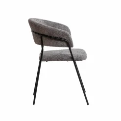 Made in Meubles Chaise arrondie en tissu bouclette grise Kanoa (lot de 2)