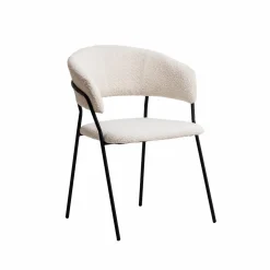 Made in Meubles Chaise arrondie tissu bouclette blanche Kanoa (lot de 2)
