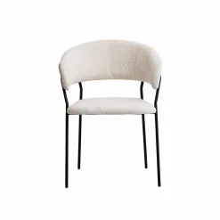Made in Meubles Chaise arrondie tissu bouclette blanche Kanoa (lot de 2)