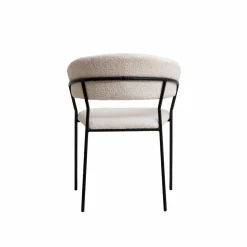 Made in Meubles Chaise arrondie tissu bouclette blanche Kanoa (lot de 2)