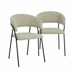 Made in Meubles Chaise arrondie tissu écru Kanoa (lot de 2)