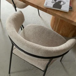 Made in Meubles Chaise arrondie tissu écru Kanoa (lot de 2)