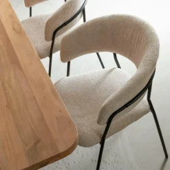 Made in Meubles Chaise arrondie tissu écru Kanoa (lot de 2)
